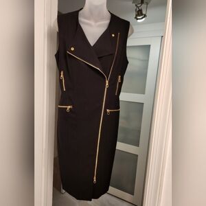 Calvin Klein Black Dress with Gold Zipper Details